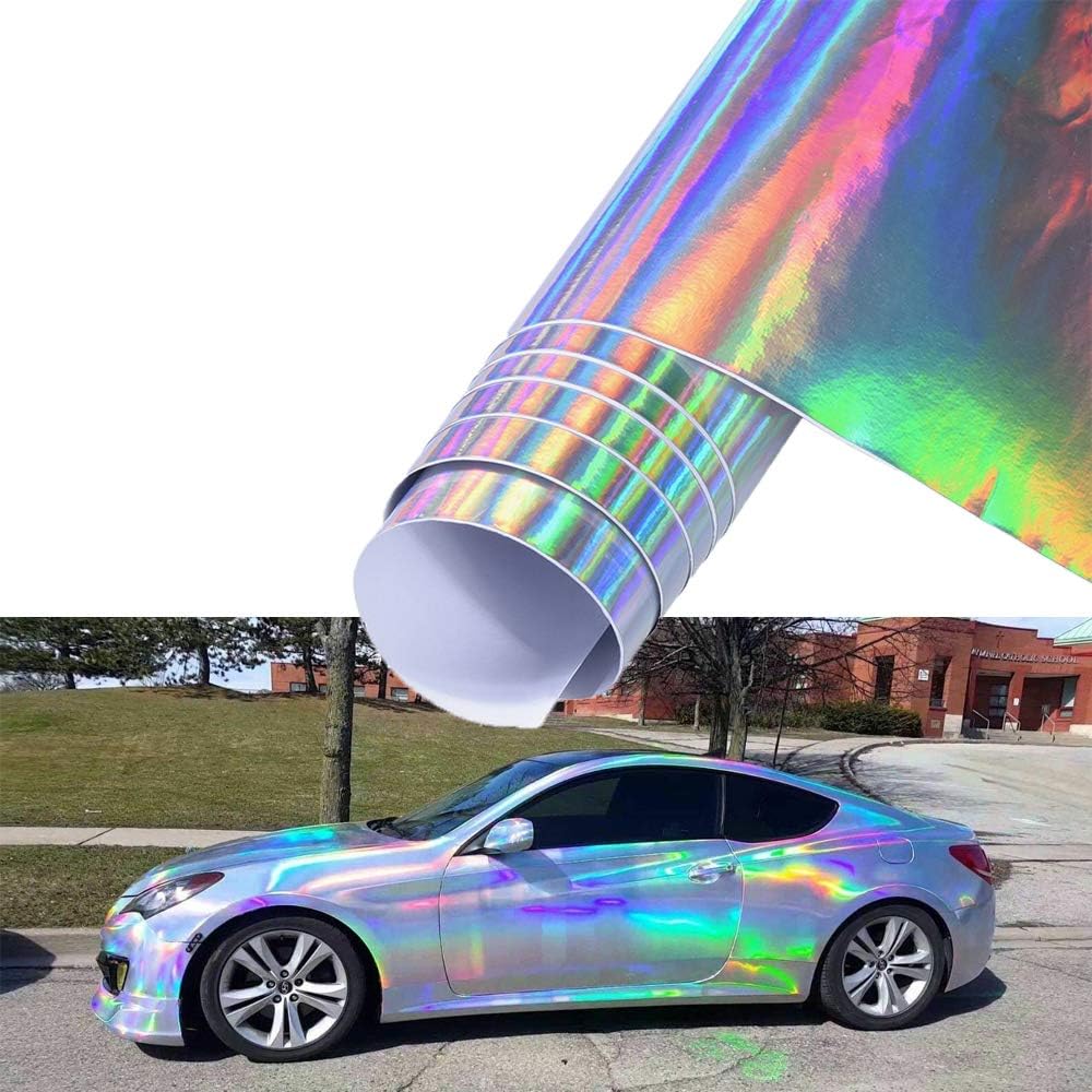 ATMOMO Holographic Laser Silver Colorful Glossy Car Vinyl