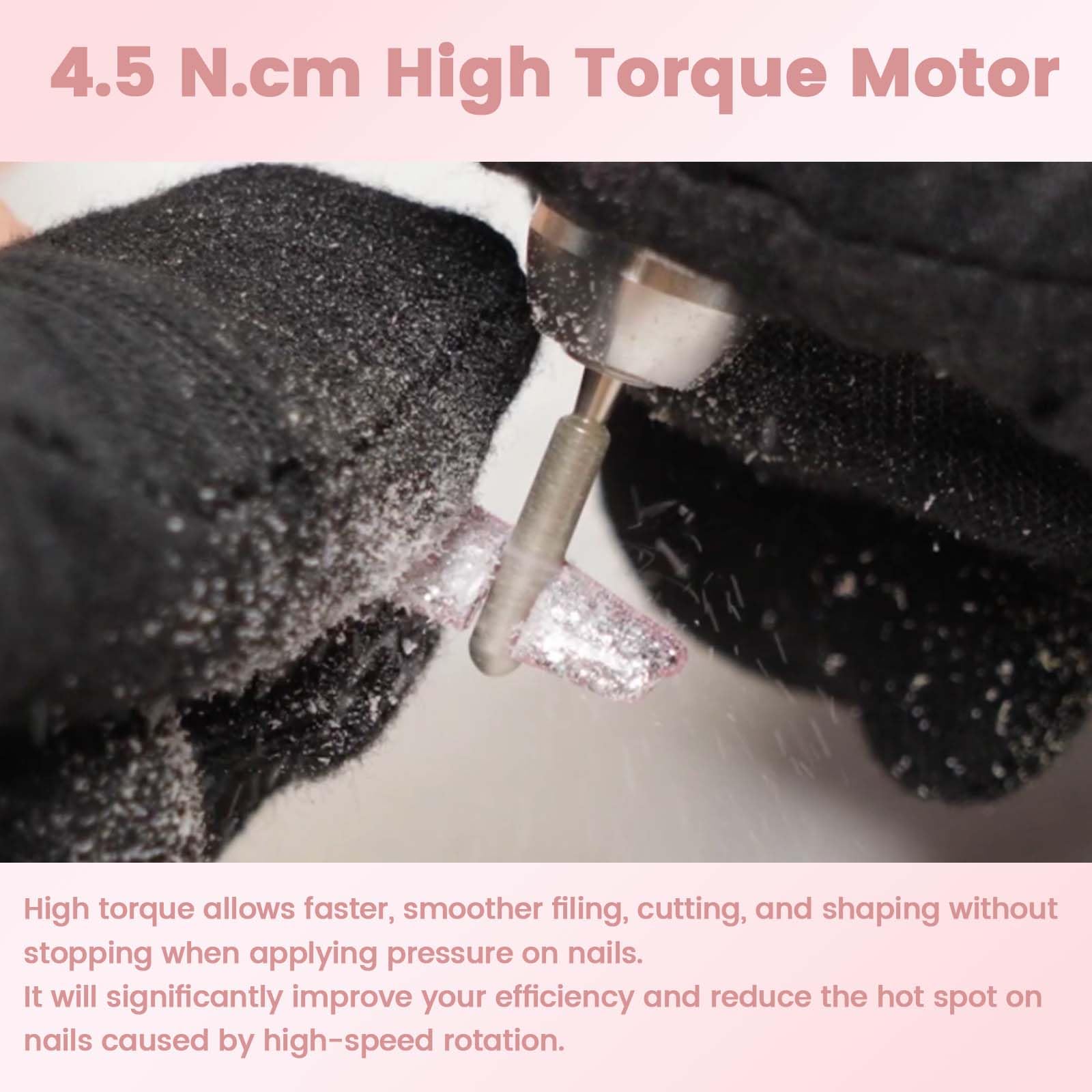 Delanie Professional Nail Drill High Torque 35000 RPM Rechargeable Portable Electric Nail File Filer for Acrylic Gel with Cuticle Bits, Salon Manicure Tool, Rose Gold - Image 3