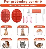 Crafterlife 6pcs Rabbit Grooming Kit Red with Brushes Nail Clipper view 3