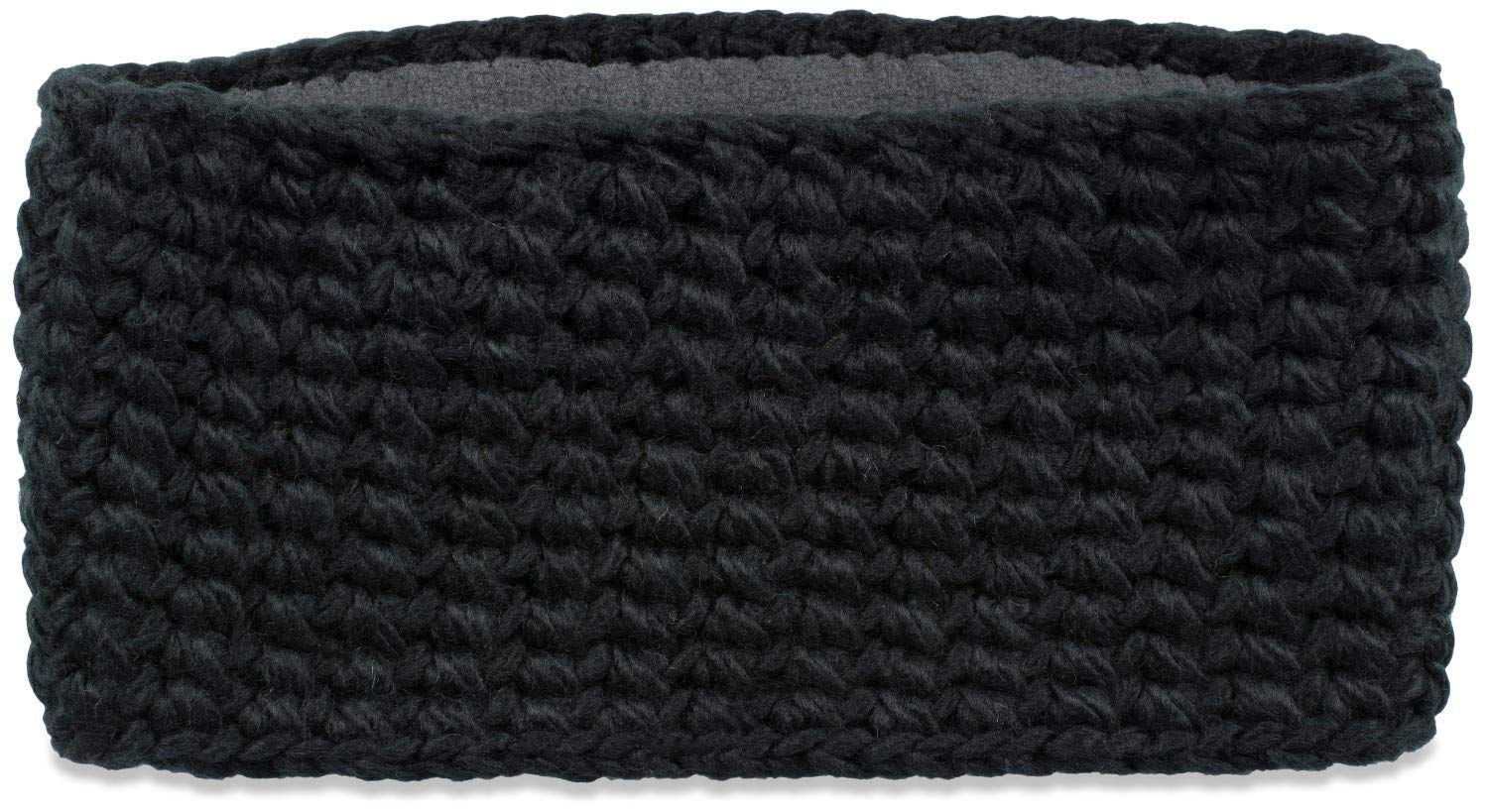 styleBREAKER Women wide coarse crocheted headband plain, Thermo Fleece lining, tube scarf, winter headband 04026050, color:Black