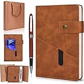 vfaejll A5 Lined Leather Journal Notebook,Hardcover Journal Set with Pen and Gift Box,100Pages 100gsm Thick Ruled Paper Daily Diary for Men Women School,Travel,Business,Work,Writing 5.9" X 8.4"