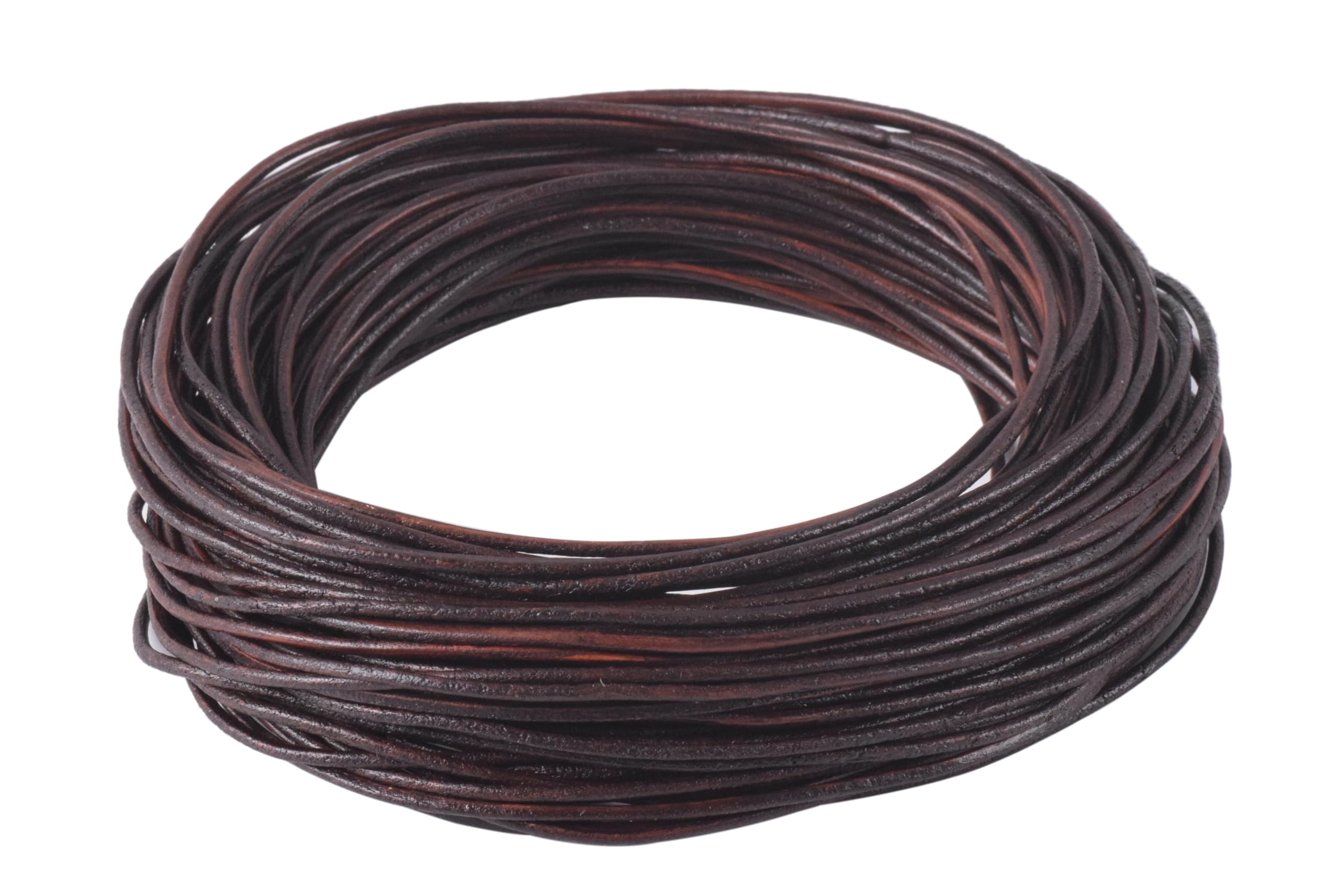 KONMAY 1 Roll 22.75 Meters 1.5mm Rich Brown Round Real Leather Cord for Jewellery Making and Crafting — image 1