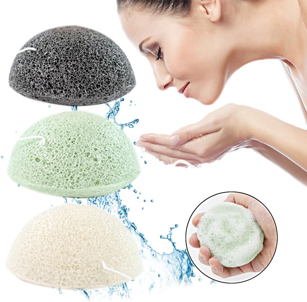 Konjac Facial Sponge - IMABAO 100% Natural Beauty Organic Facial Scrub Face Cleaning Sponge for Gentle Deep Cleaning and Exfoliation - Powder Puff Beauty Makeup Tools(3 Pack)