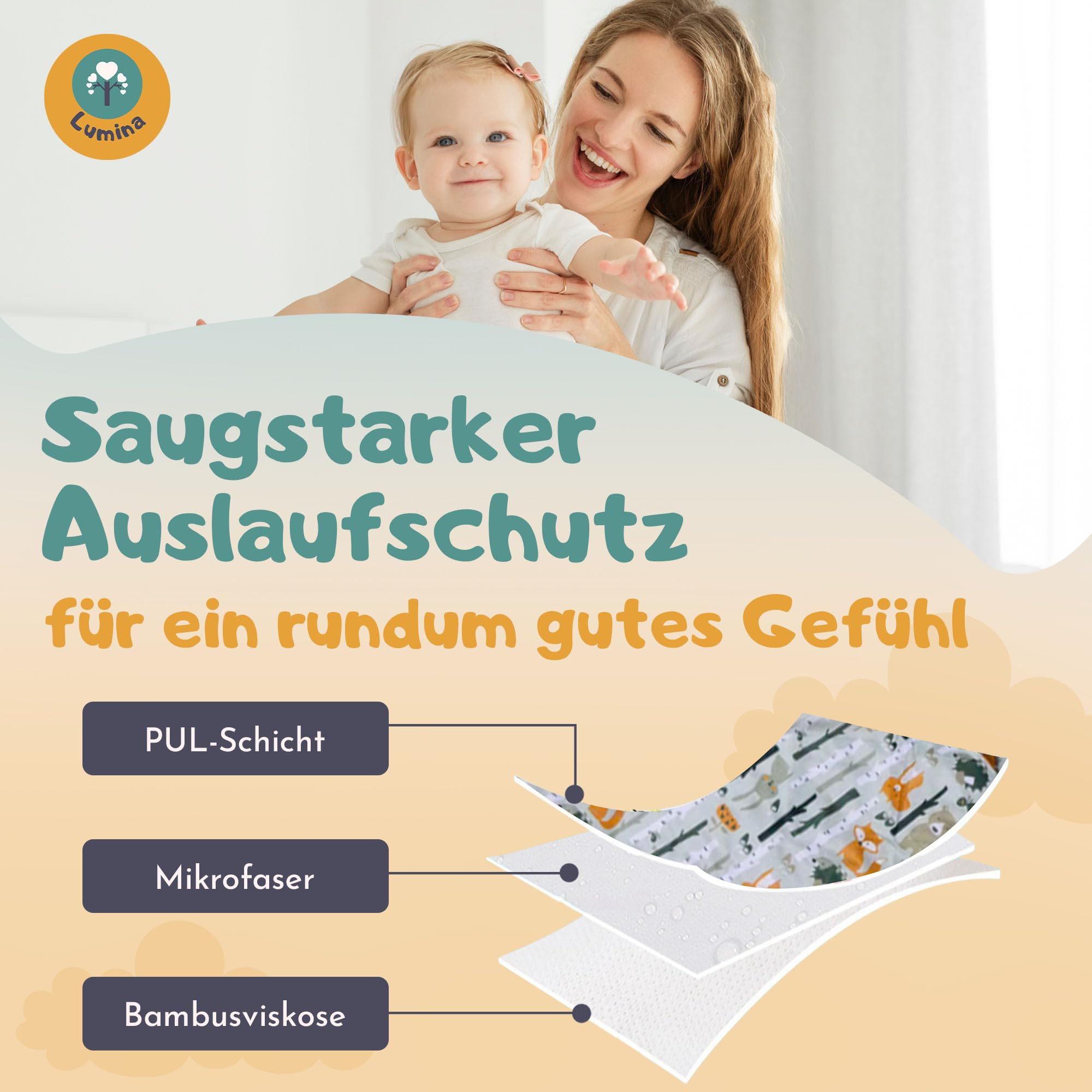 Lumina Windelrock Forrest Animals – Stilvoller Auslaufschutz für Babys & Kinder ab 2,5 bis 5 Jahren – Trainingshose & Überhose in der Nacht – Saugfähige Windelhose atmungsaktiv & waschbar, Größe 2 2