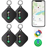 eMjollRay Dual System Bluetooth Tracker for iOS or Android-4 Packs, Compatible with Apple Find My (iOS) & Google's Find Hub(Android) for Smart Tracking Tag/Key Finder/Luggage Tracker (Black-4p)