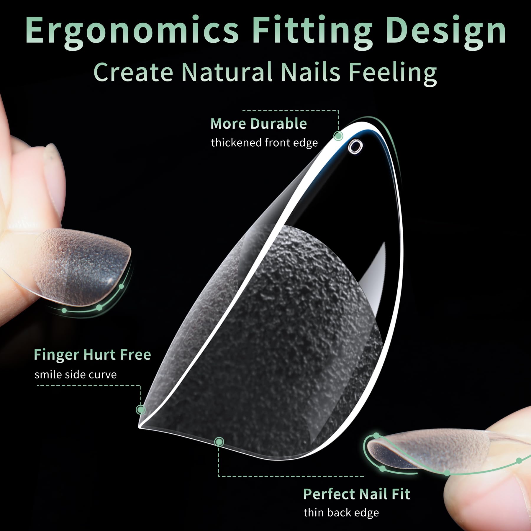 Extra Short Almond Nail Tips, 216pcs Acrylic Fake Nails Soft Gel Nail Tips, Full Cover Pre-Shaped Matte Clear Press on Nails for Extension, Diy at Home Manicure 12 Sizes - Image 2