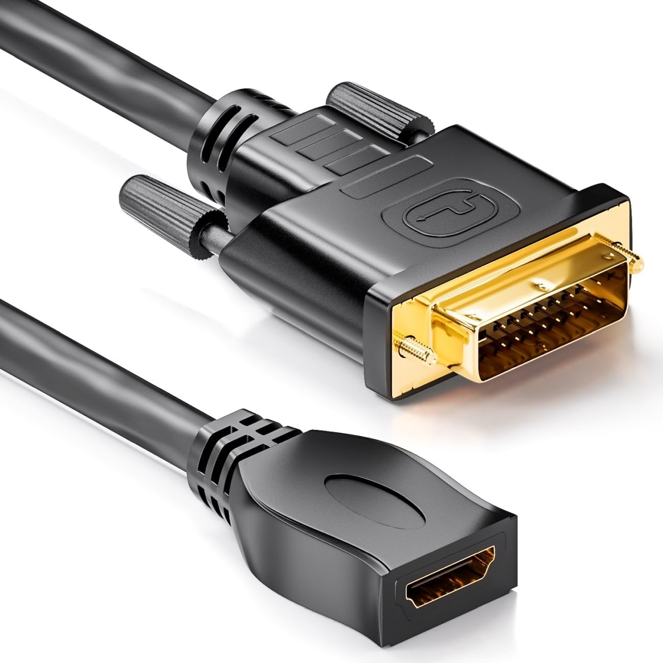 deleyCON DVI to HDMI Adapter Cable - DVI Plug 24+1 to HDMI Socket 1080p Full HD HDTV 1920x1080 for TVs Projectors PCs - Black - Image 3