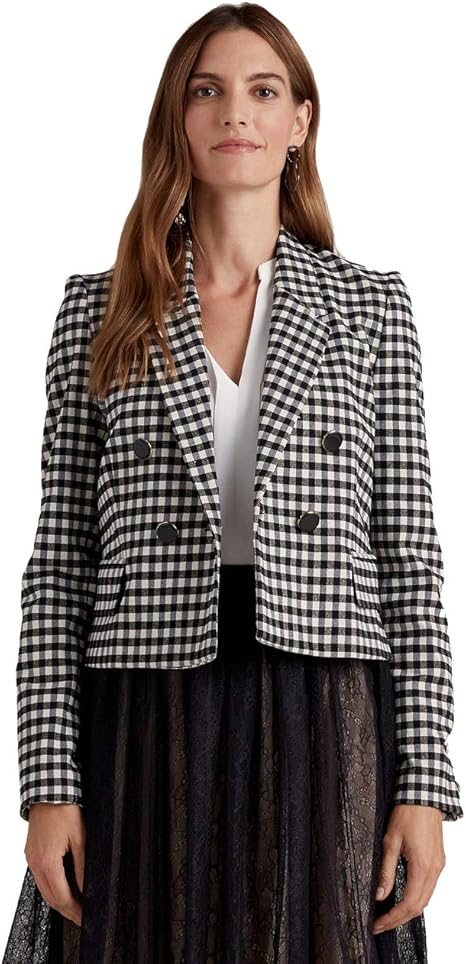 Oltre : Kurzer Karierter Blazer Schwarz 50 Damen: Amazon.de: Bekleidung