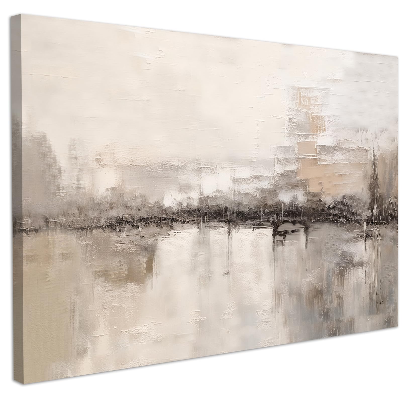 CHDITB Beige Abstract Canvas Wall Art,Abstract Poster Set,Minimalist Beige Art Prints,Modern Living Room Wall Decoration,Boho Framed Wall Poster For Bedroom Office Home Decor(59x39cm)