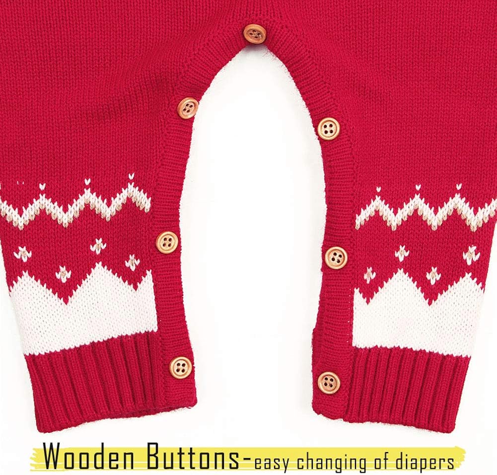 mimixiong Baby Christmas Sweater Toddler Reindeer Outfit Long Sleeve Red Clothes: Clothing