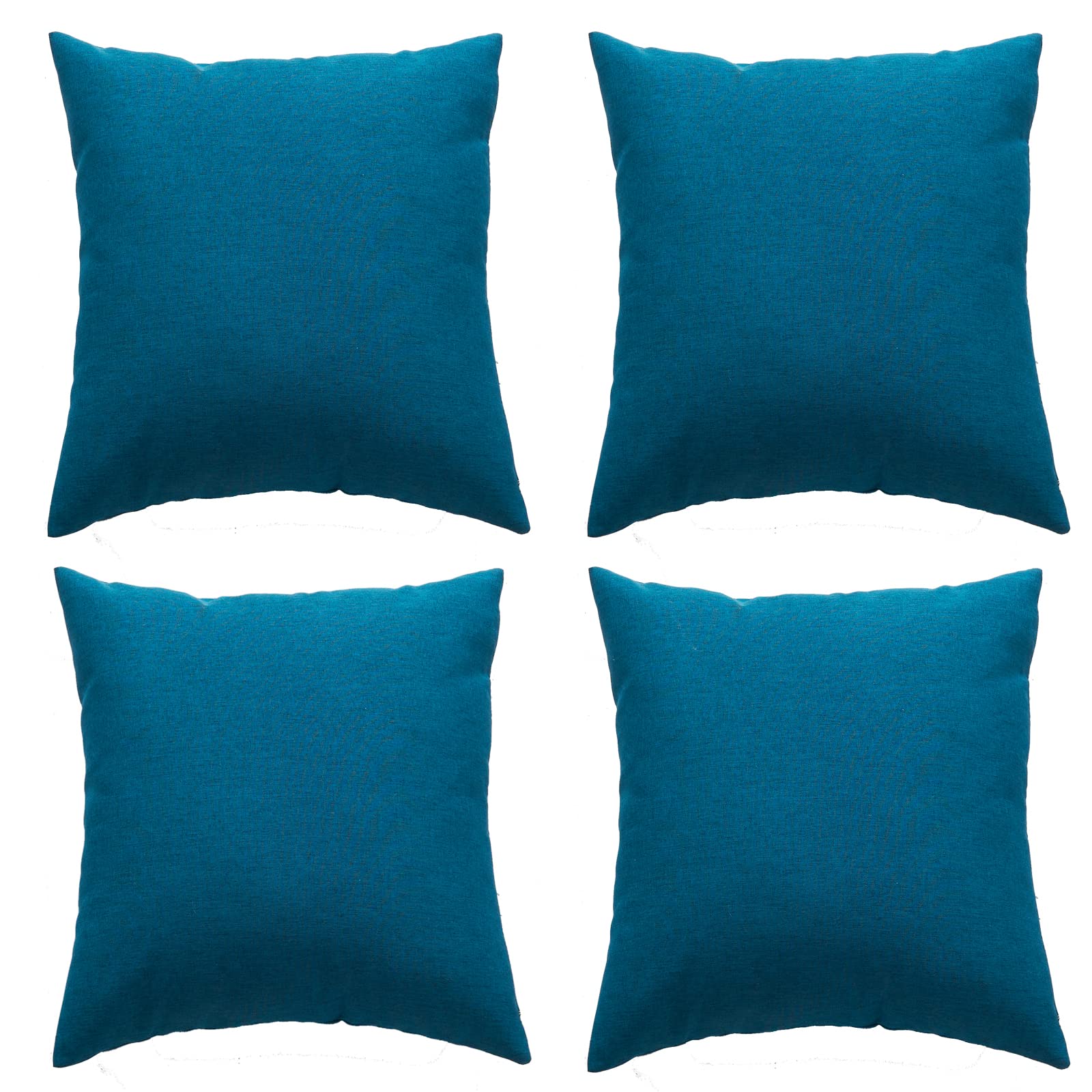 Outdoor Waterproof Cushion Cover, Pack of 2 Throw Pillow Covers Waterproof Garden Cushion Case Linen Square Pillow Cases for Patio Tent Balcony Couch Sofa, 18"x18"(45x45cm) (Deep Blue, 4 Pack)