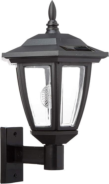 negro clasico hexagono luz solar linterna post estaca de jardin con soporte de pared farol solar luces 5 00 volts