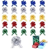 20 Pcs Pull Bows for Gift Wrapping, 5 Types of 6 Inches Gift Bows with Ribbon For Wedding, Valentines Day, Birthday, Anniversary, Florist Packaging ,Flower Bouquets and Basket (Mixed metal color)
