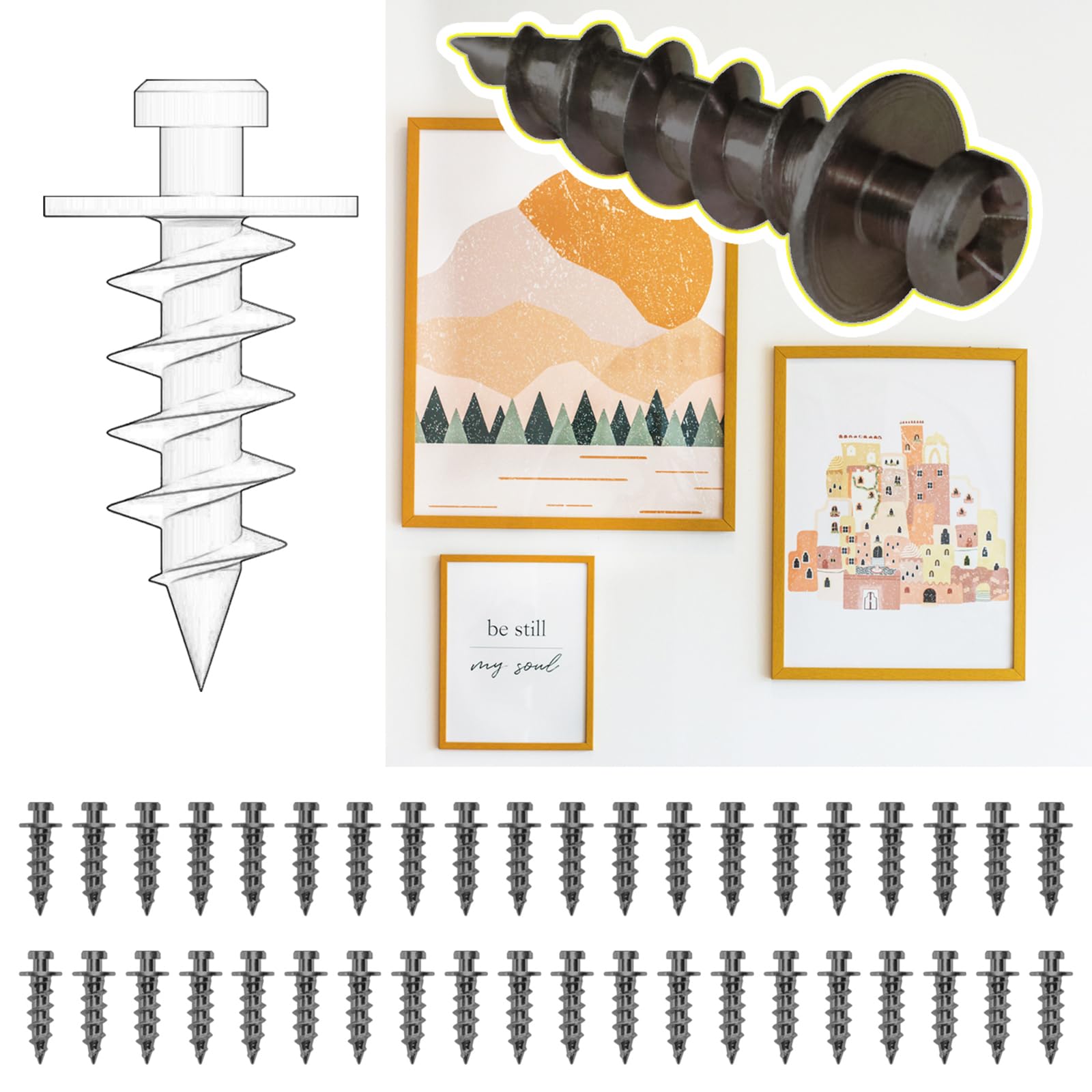 laffeya Bear Claw Screws, Keyhole Hangers, Screws for Hanging Pictures, 4-in-1 Hangers for D-rings, Wire, Sawtooth & Keyhole (Black, 0.8inch)