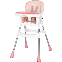 Dream On Me Portable 2-in-1 Tabletalk High Chair, Convertible Compact Light Weight Highchair, Pink