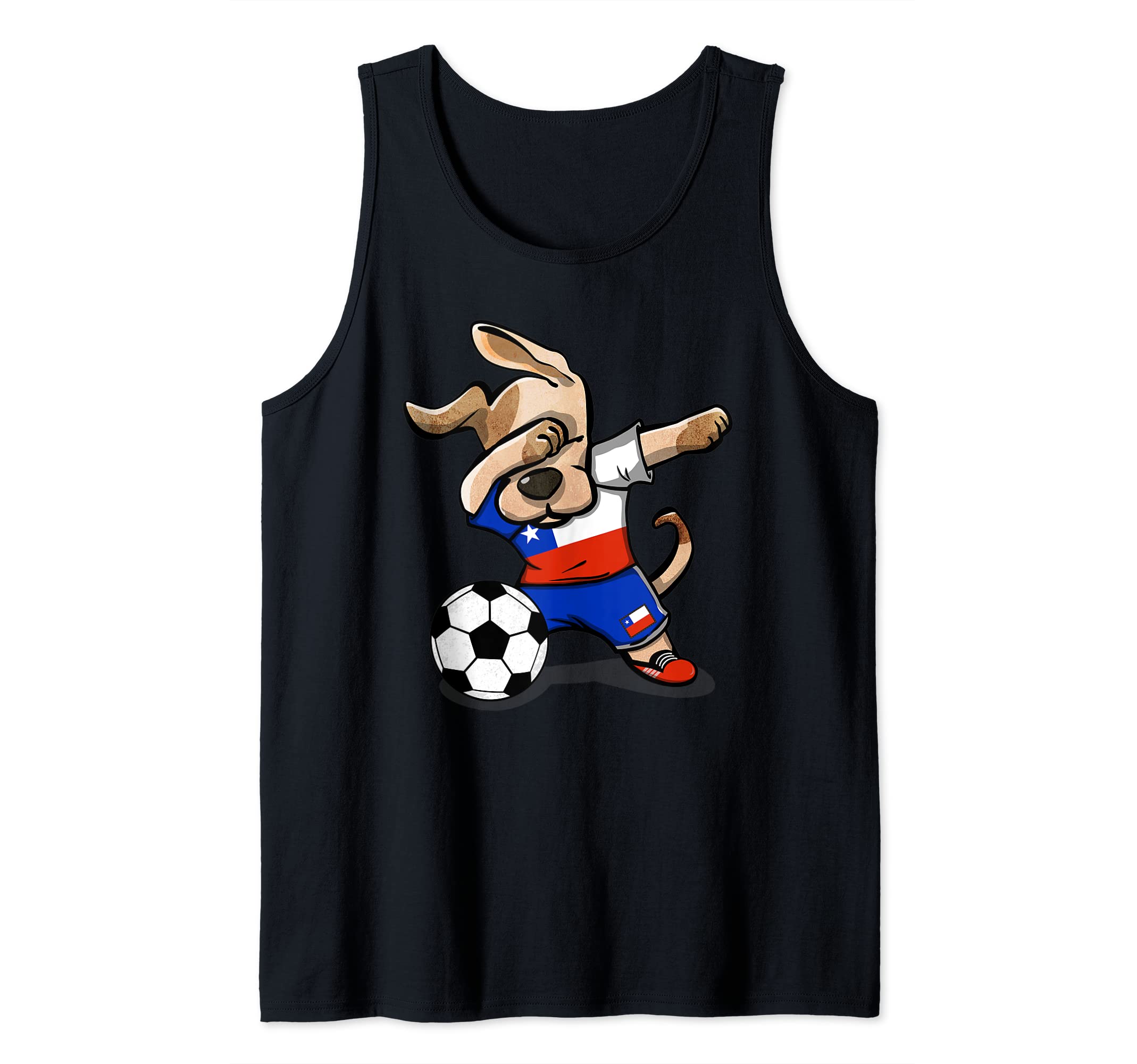 Dabbing Dog Chile Soccer Fans Jersey Chilean Flag Football Tank Top