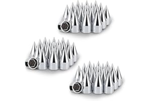 Yorovent 33mm x 4 1/4” Spike Lug Nut Covers,Push-On Nut Cover Caps Abs Plastic with Chrome Complete,Anti-Rust for Semi Trucks (60 Pack)