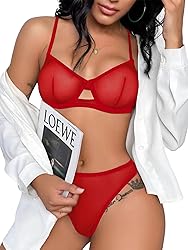 Lilosy Sexy Mesh Sheer Underwire Push Up Lingerie