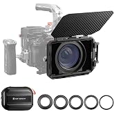 K&amp;F CONCEPT Matte Box with Top Flag &amp; 5pcs Adapter Rings &amp; Portable Case | DSLR Mattebox with Carbon Fiber Top Flag &amp; Square Filters Trays &amp; Portable Case, for 67/72/77/82/95mm Lenses-FM703