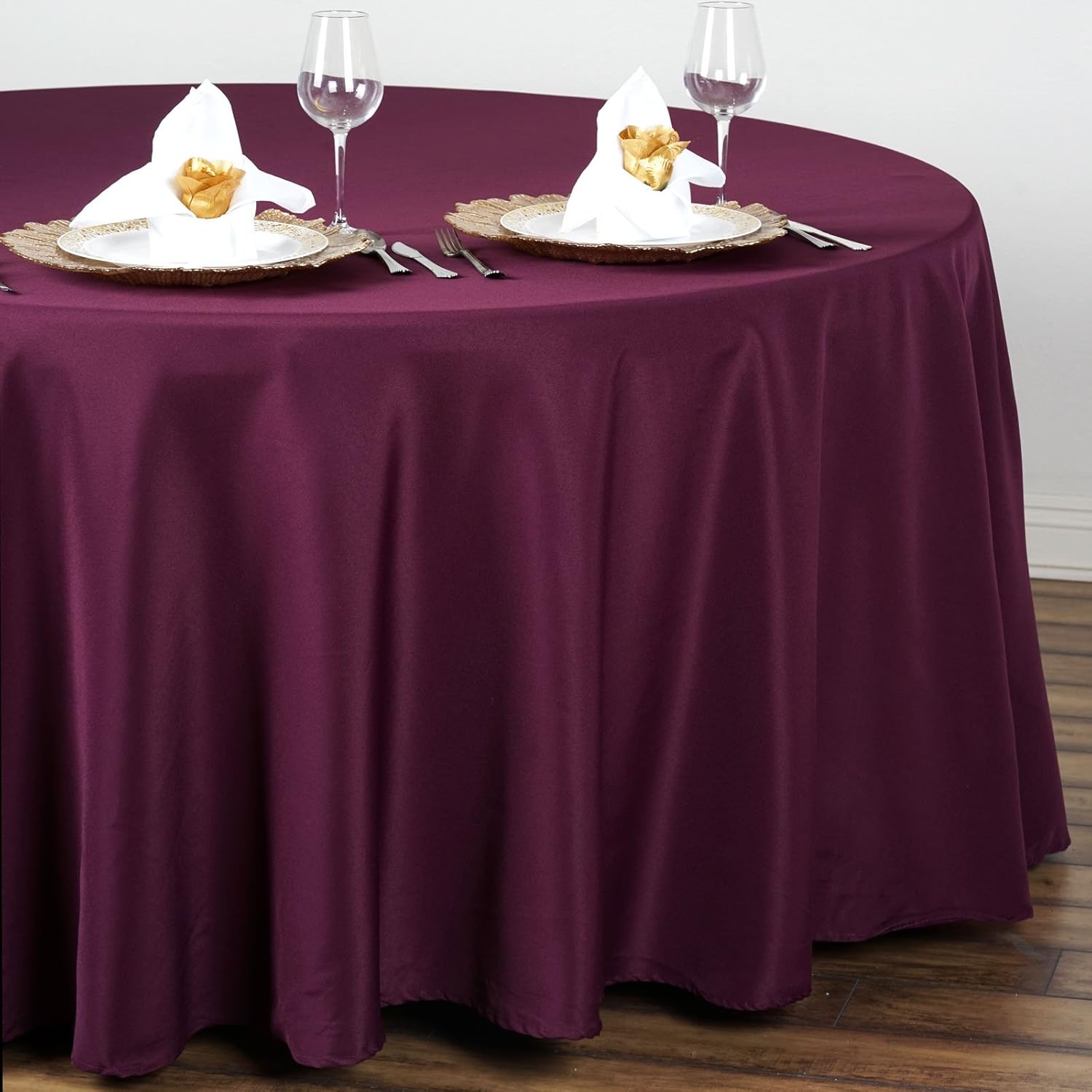 Best 108 inches round table cloth eggplant