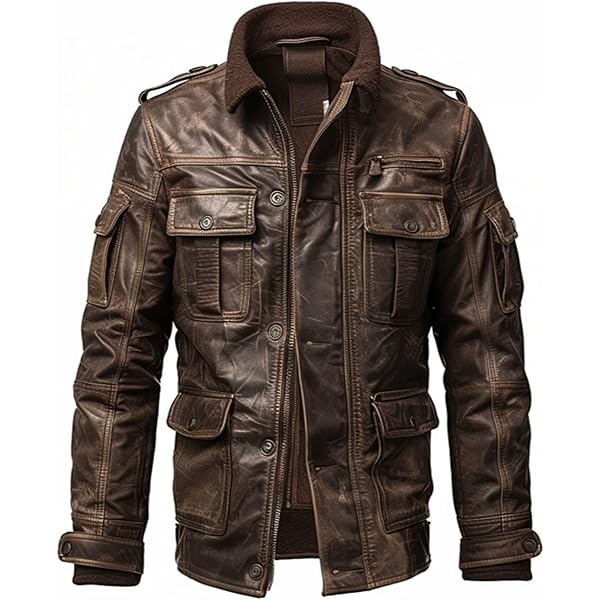 Men's M-65 Field Brown Real Leather Jacket | Men's M-65 Leather