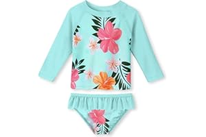 Funnycokid Girls Rash Guard Swimsuit Set Long Sleeve Bathing Suit Two Piece 2-10 Years