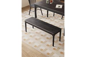 MU RONG Dining Bench, Wood Bench Solid Oak Wooden Bench Indoor Dining Room Table Home Bedroom Bed End Restaurant Modern Hallway Furniture (Black, 55.2" W x 13.8" D x 17.7" H)