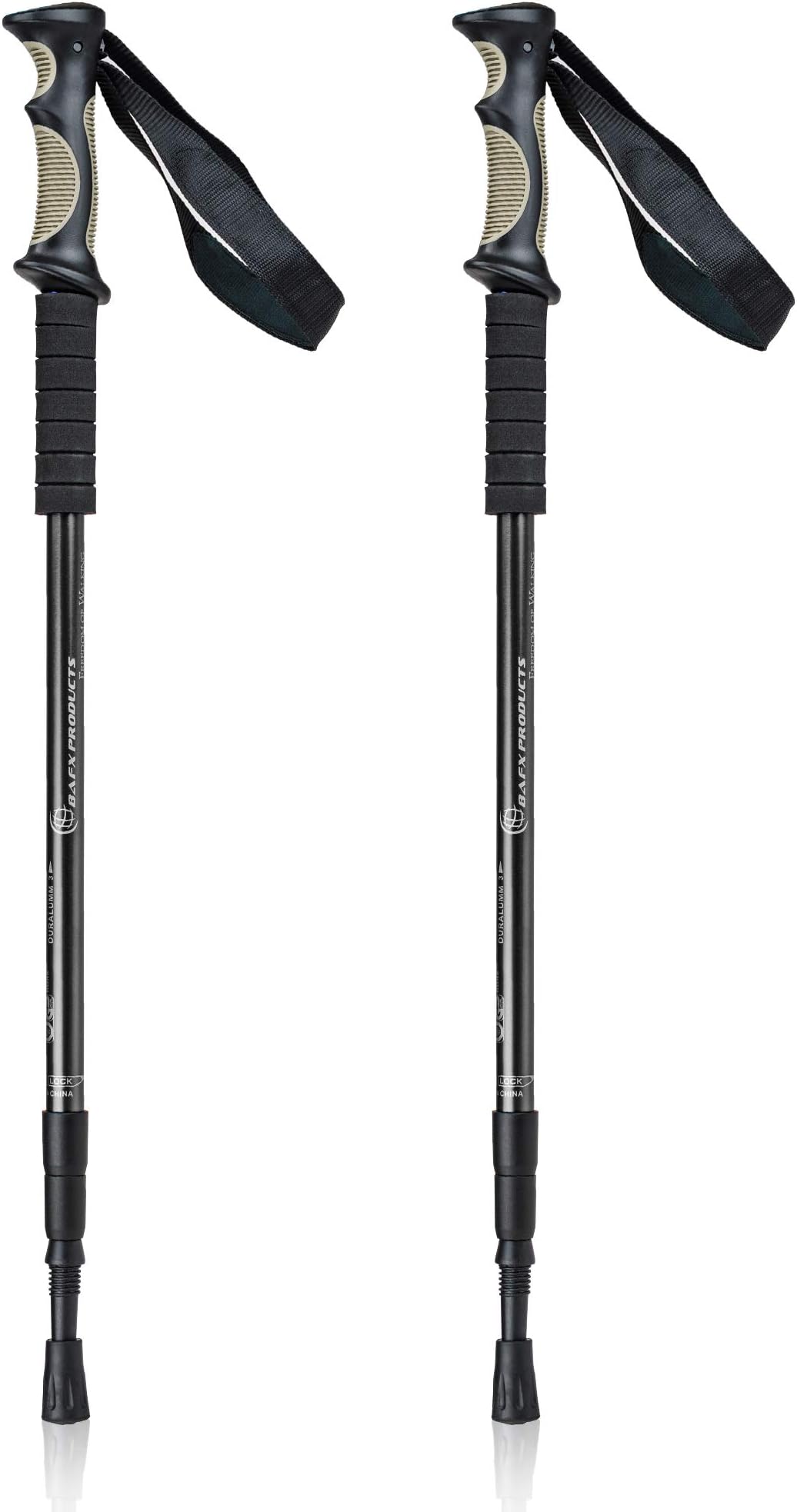 Bafx Products Trekking Walking Hiking Poles Adjustable for All Heights, Durable & Lightweight Aluminum