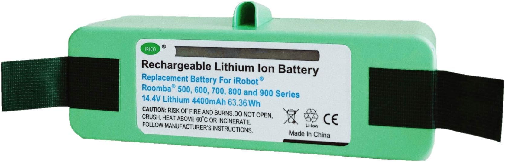 IRICO iRobot Roomba Replacement Battery Lithium 4800 mAh (Upgraded Cell) for Roomba 500 600 700 800 900 Series | iRobot Roomba Battery Replacement 960 890 880 870 860 850 805 780 770 655 650 595
