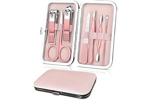 WOXVM Premium Manicure Set, 7 in 1 Professional Nail Clippers Scissors Pedicure Kit, Stainless Steel Cuticle Nail Care Tools with Luxurious Travel Case, Portable Manicure Grooming Kit Gift for Women