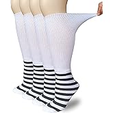 CIRZUEX Diabetic Socks Men Women 4 Pairs Non Binding Bariatric Lymphedema Sox Extra Wide Walking Boot Socks
