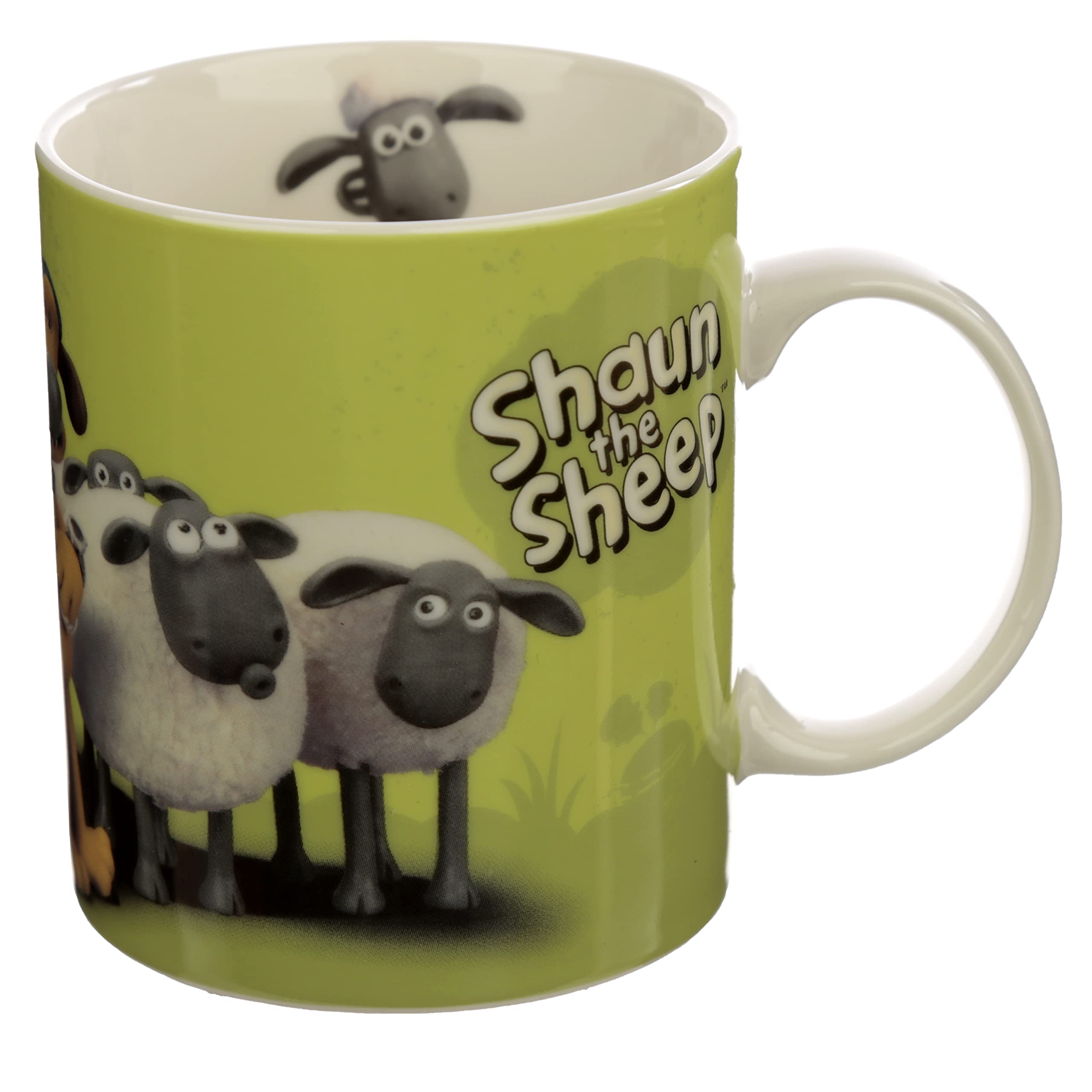 Puckator Shaun The Sheep Porcelain Tea Coffee Mug - Green - Funny Home Accessories - Cute Gifts for Girlfriend - Large Mugs for Men Women Hot Drinks - Cute Cups Presents - Secret Santa Gift - Cup Set
