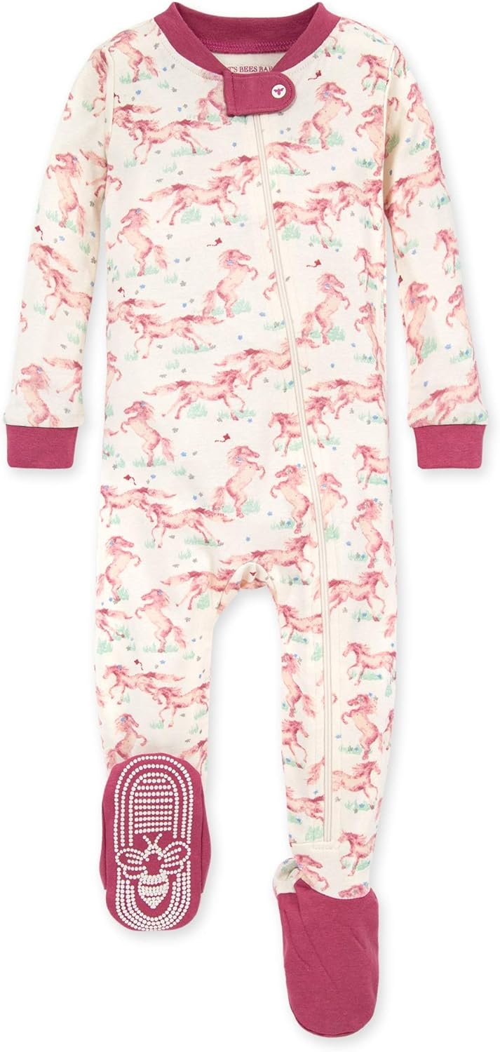 Burt's Bees Baby Baby Girl's Pajamas, Zip Front NonSlip