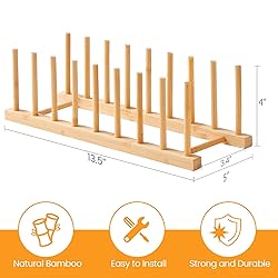 Worthyeah 4 PCS Bamboo Dish Dying Rack - Pot Lid