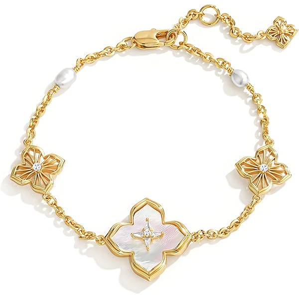 Pulsera Trébol De La Suerte Chapada En Oro 18K Para Mujer, Tendencia En Blanco/negro/rojo/verde, Acero Inoxidable, Estilo Clásico, Regalo