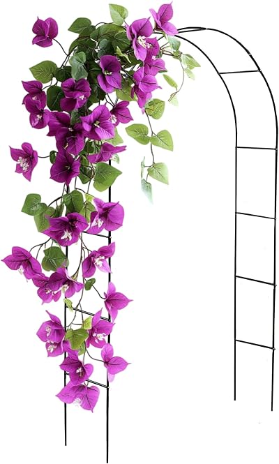 DIVCHI Black Metal Garden Arbour Arch Steel Frame 2.4m Centre Height