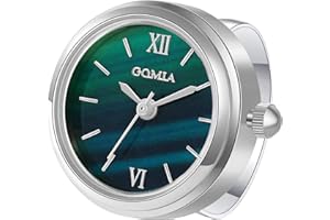 JewelryWe Men Women Finger Watch Novelty Adjustable Ring Watch Round Green Dial Quartz Watch Rings, for Mother's Day