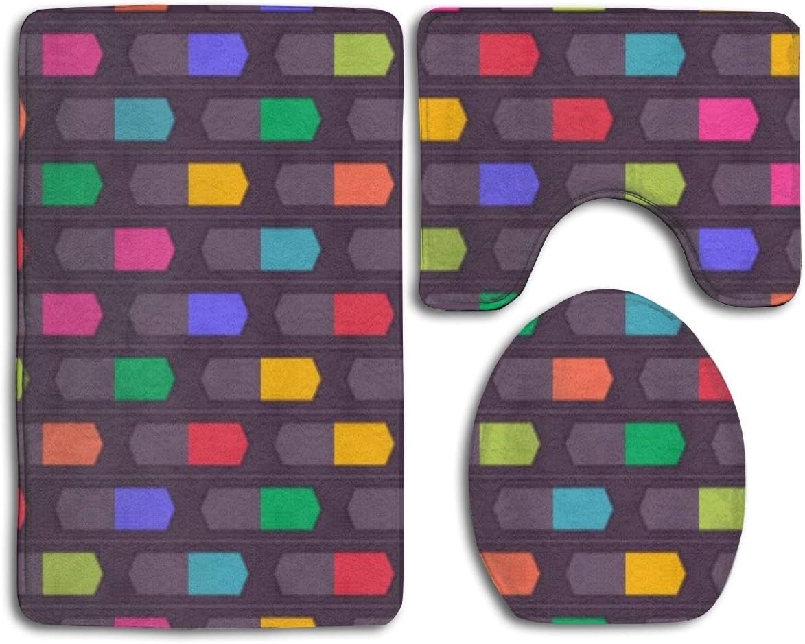 Colorful Shapes - Paquete de 3 juegos de alfombrillas de baño con ducha