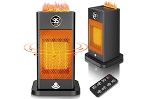 OKOIUM Space Heater with Humidifier,2024 Upgraded Space Heater Indoor,PTC Ceramic Space Heaters for Indoor Use,Heater with Sensor/3D Flame Effect/Oscillating,Heater for Bedroom,Office,Heat Up 300 sq.ft