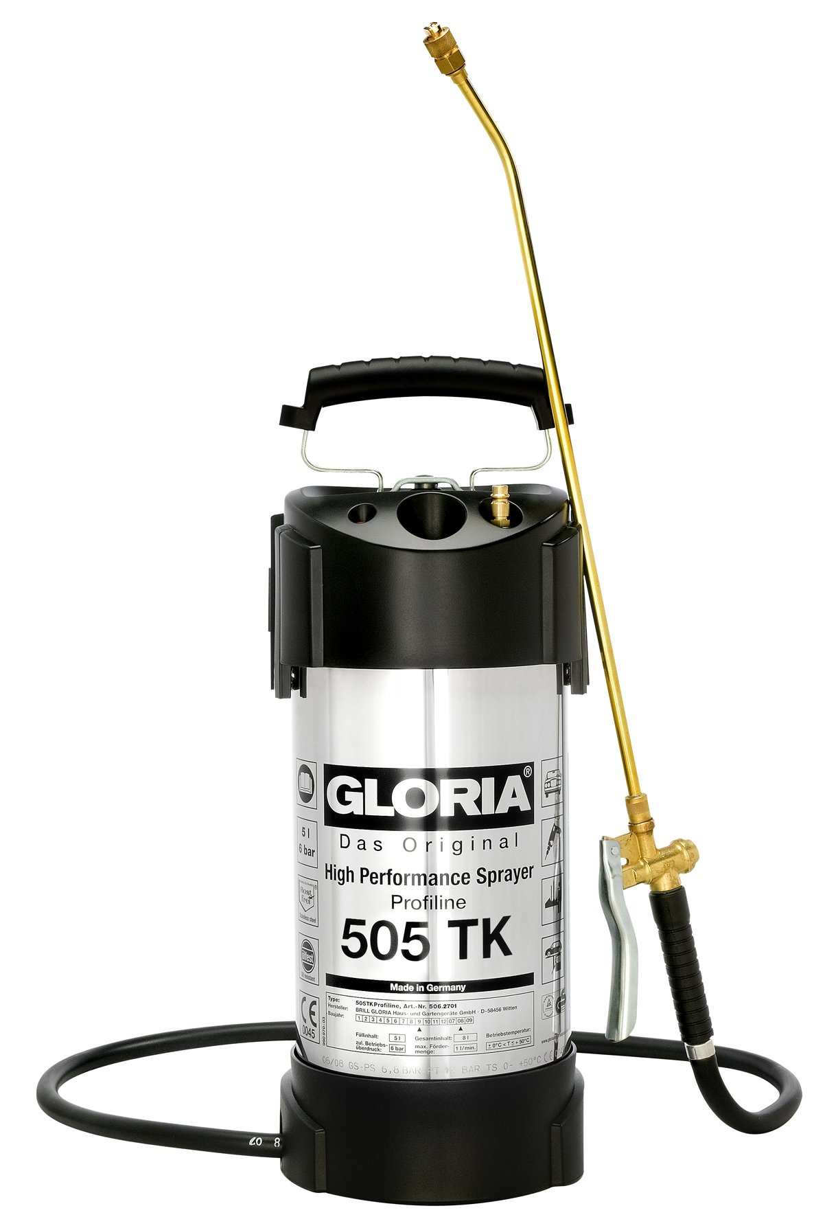 GLORIA 505 TK Profiline High Performance Sprayer, White / Black, 26 x 23 x 68 cm