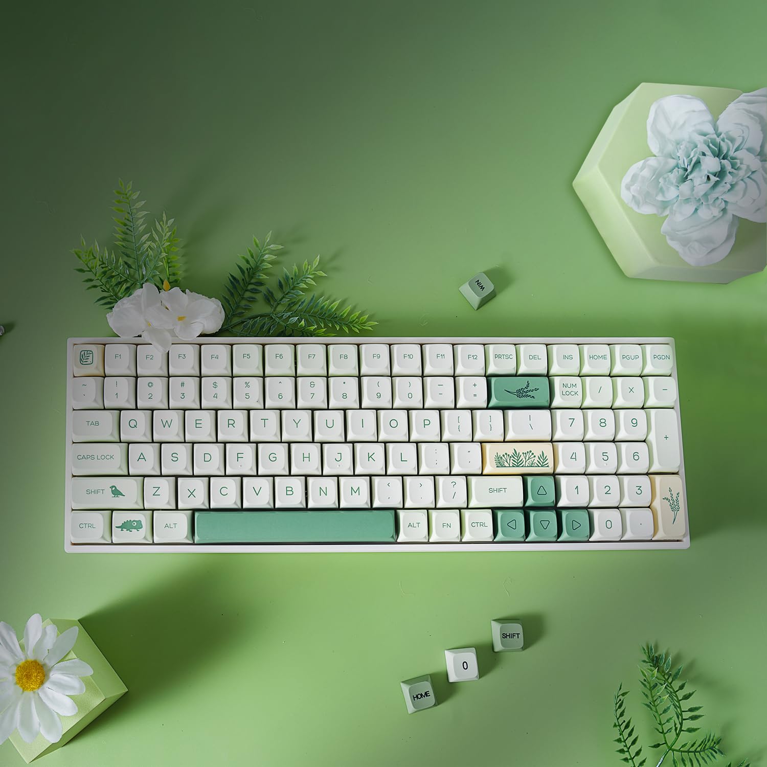 BOYI TK96 96% RGB Hot Swappable Triple Mode Keyboard,2.4Ghz/BT 5.0/Wired N-Key Rollover Compact Yellow Switch Mechanical Gaming Keyboard(Zoological&Botanical Gardens XDA Keycaps)