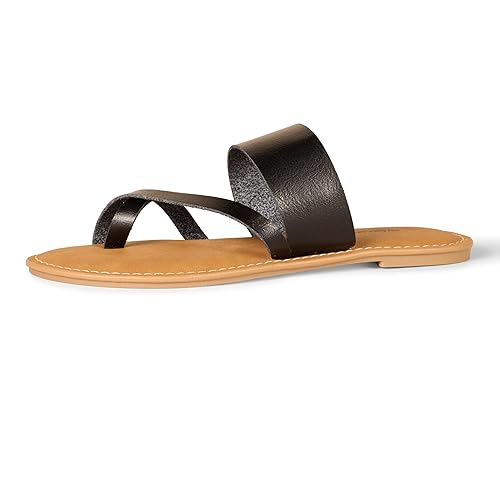 Amazon Essentials Women's One Band Flip Flop Sandal, Black, 12