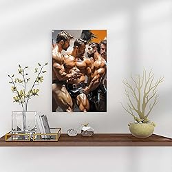 HMLZSJ Nude Muscle Male Torso Portrait Art Gay