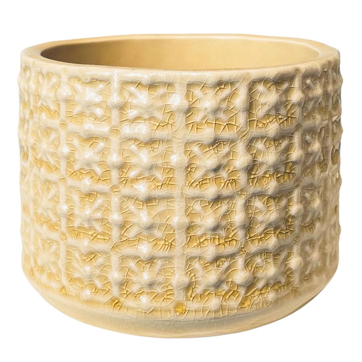 Nordring Ceramic Flower Pot Cross - colorful Planter, Pot for plants, sukkulents Size S (10 cm ø) Dia 4'', Stoneware, ivory