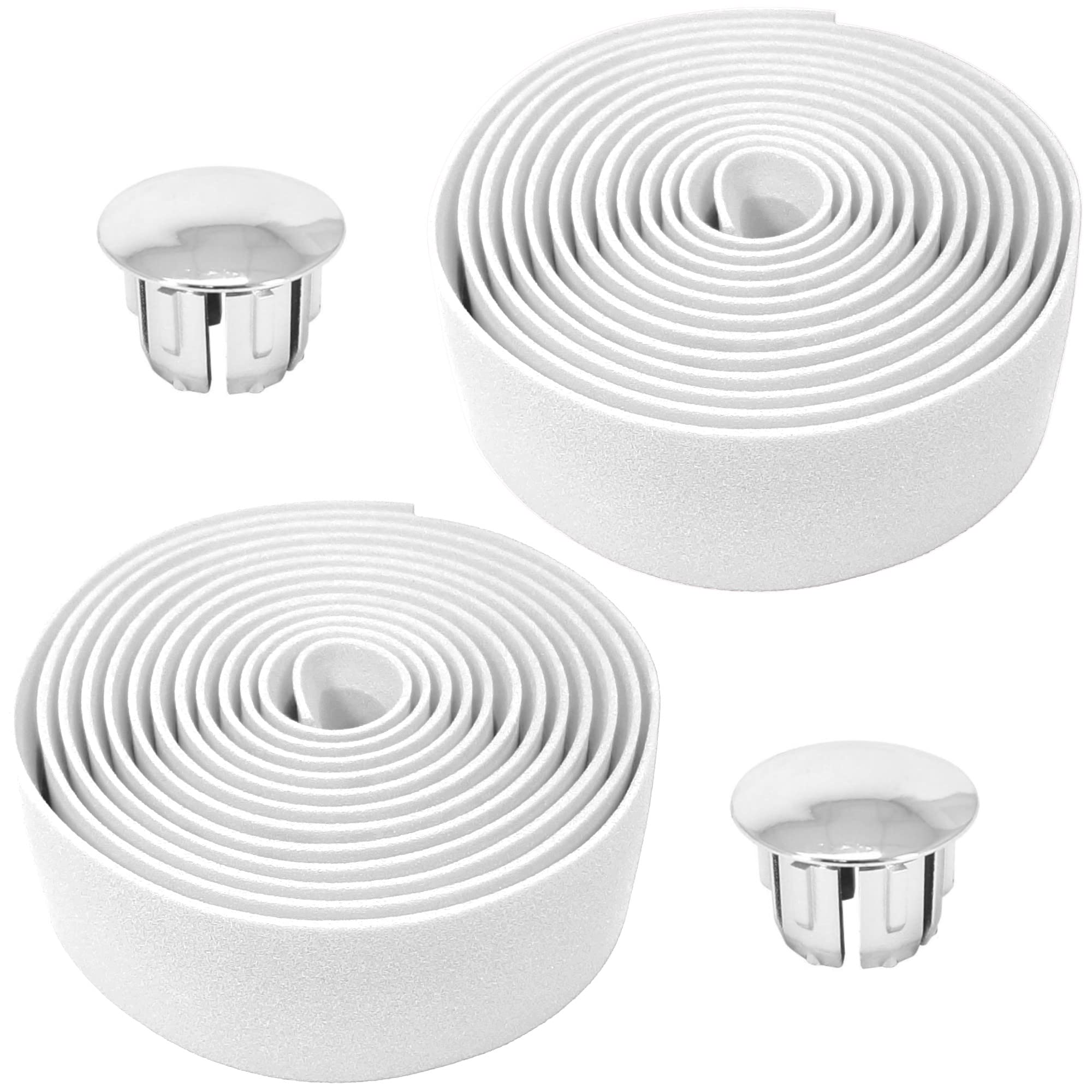 cyclingcolors 2x Handlebar tape road bike non-slip EVA-foam adesive bicycle singlespeed wrap chrom caps, White