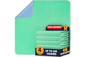 YOSEPATI 4 Pack 24” x 24” Super Absorbent Washable Underpads, Quick Dry & Waterproof Incontinence Bed Pads, Washable Pee Pads