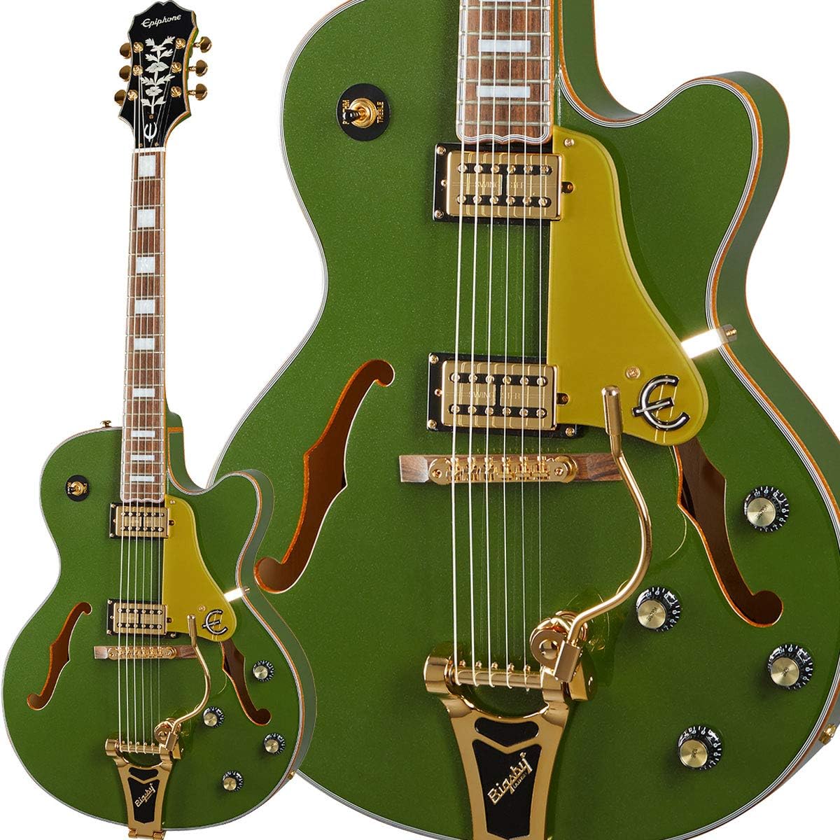 Amazon Epiphone Emperor Swingster Forest Green Metaric フルアコギター エピフォン エレキギター 楽器