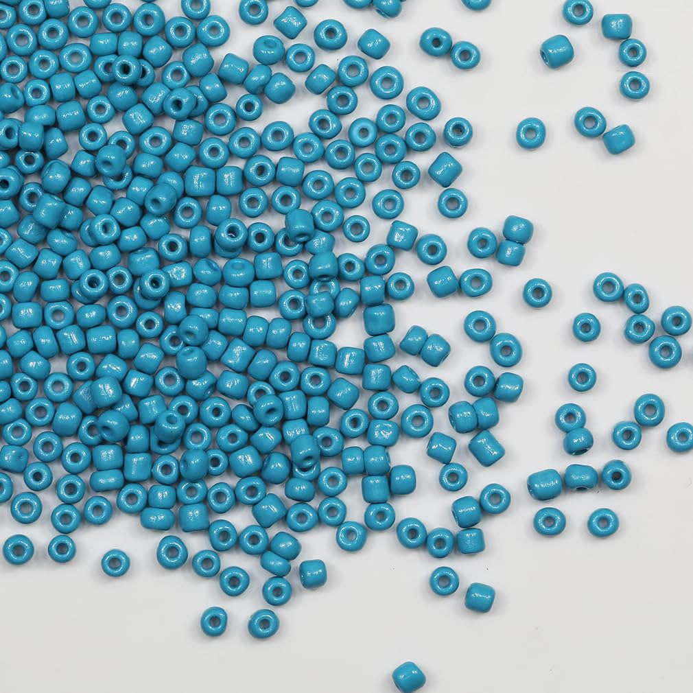 Tibaoffy Lake Blue Beads Size 6/0 Crafts Glass Seed Beads 4mm for Jewelry Making (Total About 100g About 1200pcs) — image 1