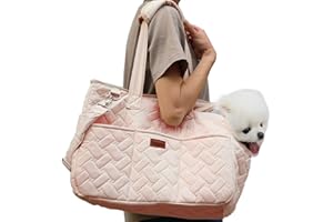 Patazone Small Puppy Purse Woman Bag,Cats/Puppy/Rabbits/BunnyCarrier Handbag with Multiple Pockets,Breathable Mesh Soft Cushion,Pets Travel Carriers Totes Picnic Outdoor 7-15lbs (Pink, Large)