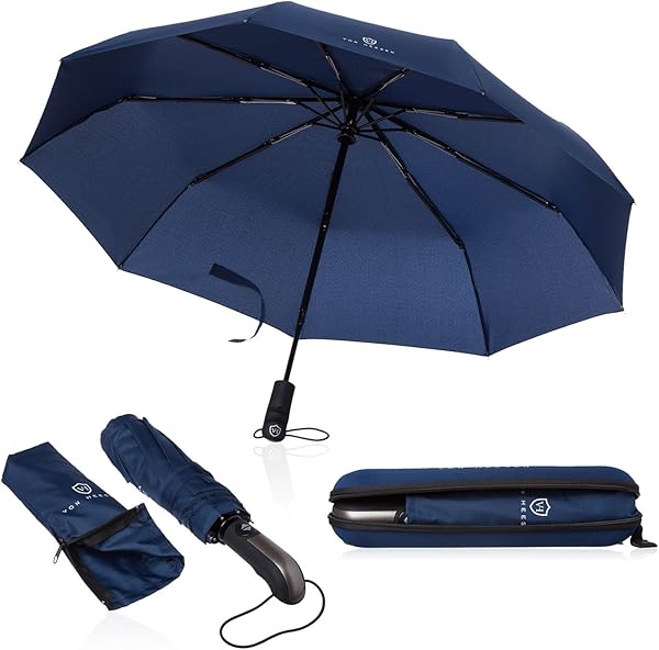 VON HEESEN Regenschirm sturmfest bis 140 km/h - inkl. Schirm-Tasche & Reise-Etui - Taschenschirm mit Auf-Zu-Automatik, klein, leicht & kompakt, Teflon-Beschichtung, windsicher, stabil